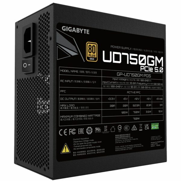 Fuente Gigabyte 750W 80 Plus Gold Ultradurable Full Modular PCIe Gen 5.0 - Imagen 4