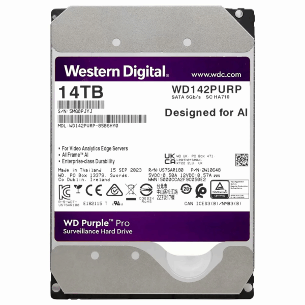 Disco Duro Western Digital Purple Pro 14TB SATA3 7200rpm 512MB Cache 3.5" - Imagen 2