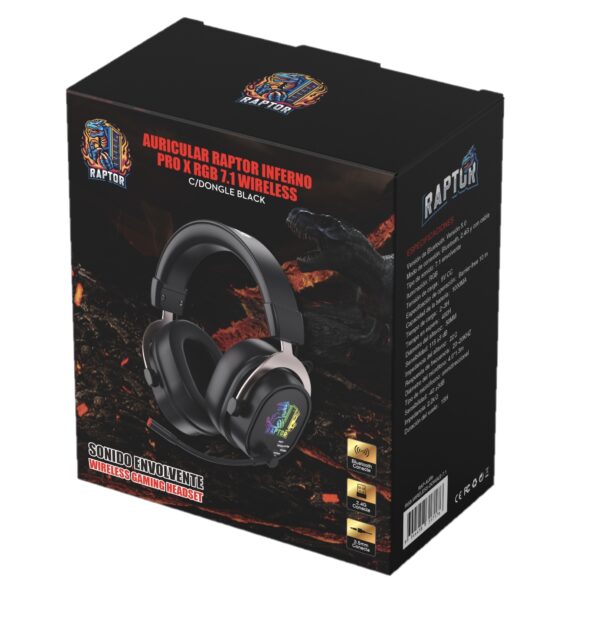 Auricular Raptor Inferno PRO X 7.1 Wireless c/Dongle Negro (7176)